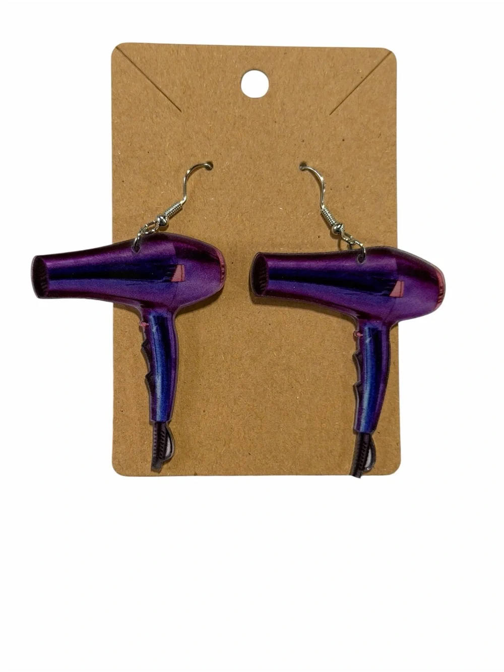 Purple Hair Dryer Novelty Earrings for Women